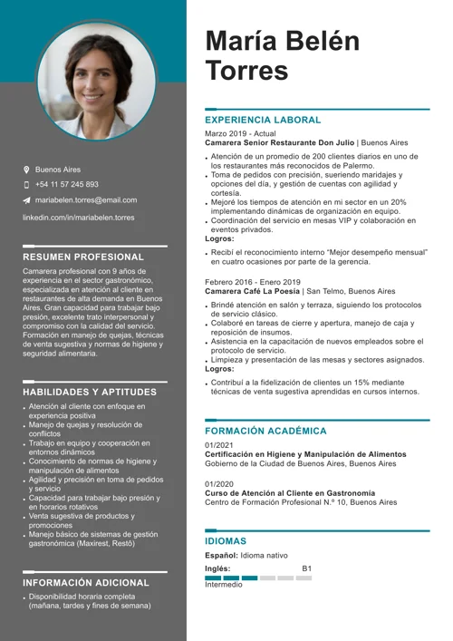 Ejemplo de CV para Argentina