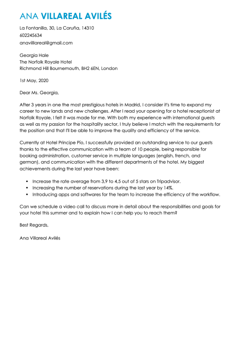 Carta de presentación en inglés