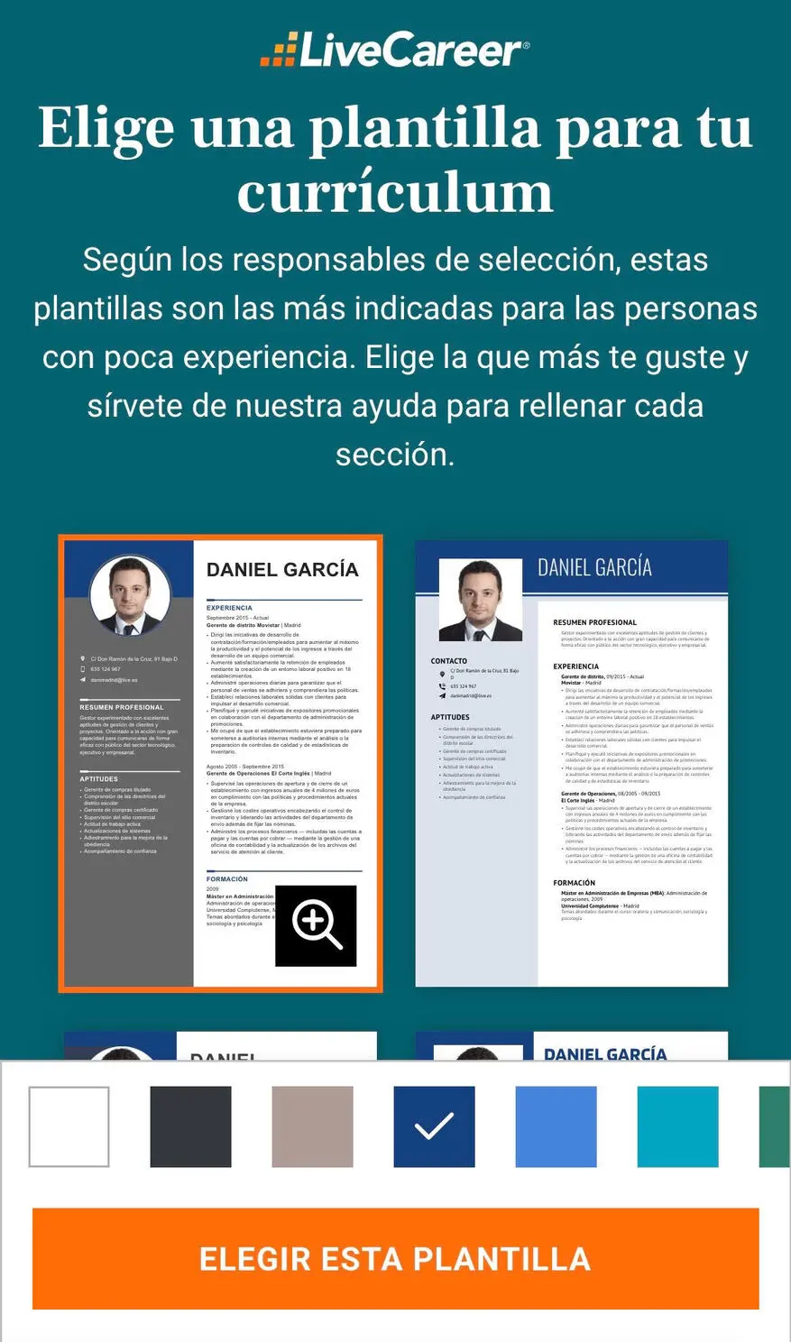 Tercer paso para elegir el diseño de la plantilla de hoja devida rellenada desde el móvil