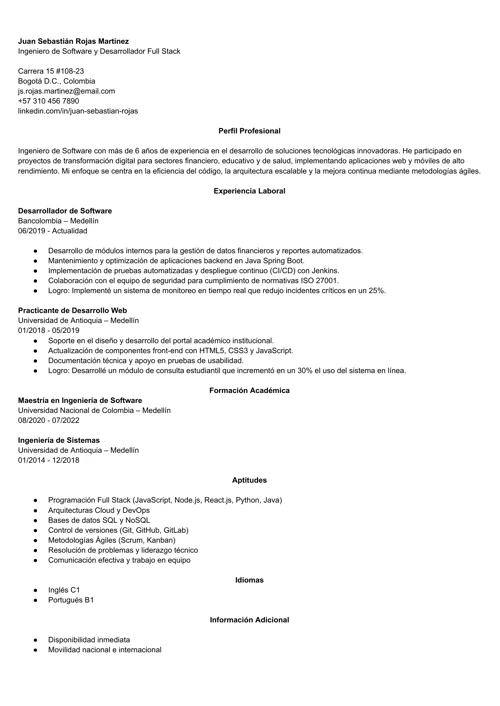 Ejemplo de hoja de vida en el celular