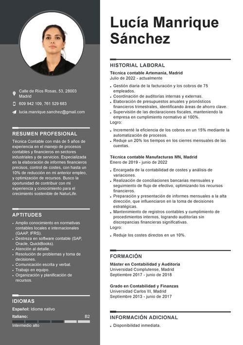 Ejemplo de CV para llegar a la entrevista de trabajo