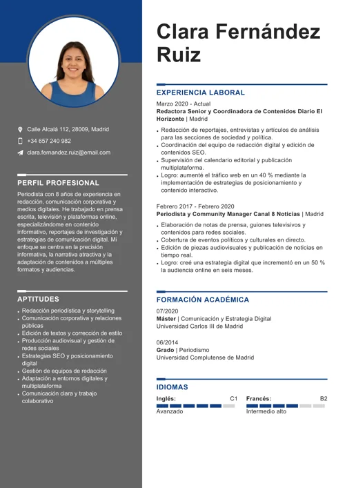 Ejemplo de un CV bien hecho