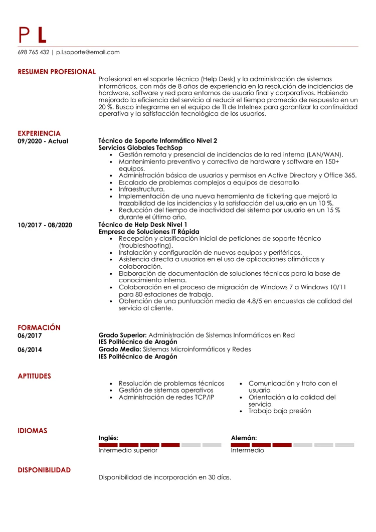 Plantilla de CV ciego de estilo moderno