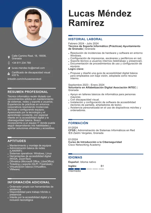 ejemplo de currículum para personas con discapacidad
