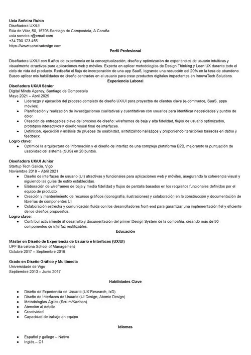 ejemplo de currículum internacional