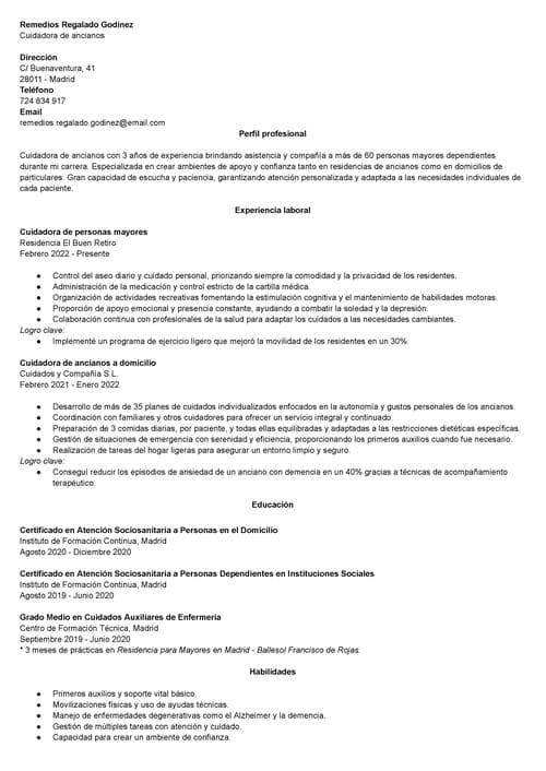 C mo Hacer Un CV De Cuidadora De Ancianos Ejemplo Y Gu a C mo Hacer Un CV De Cuidadora De Ancianos Ejemplo Y Gu a