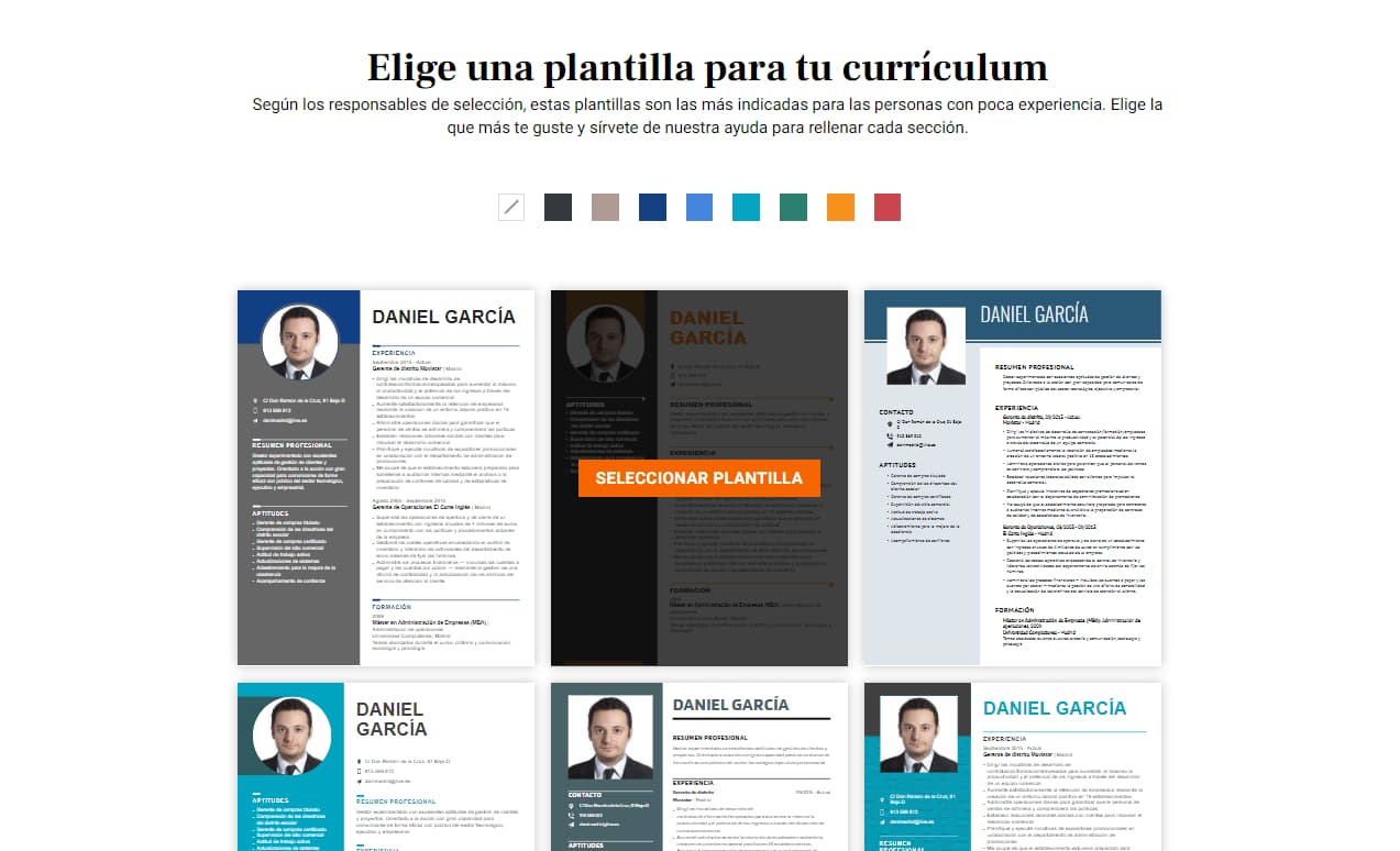 Elige una plantilla para tu currículum