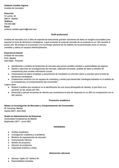 Ejemplos de curriculum vitae