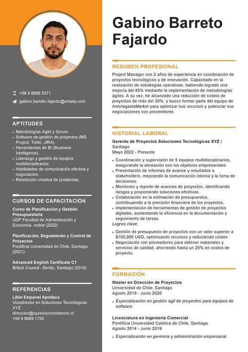 Ejemplo de curriculum vitae para Chile