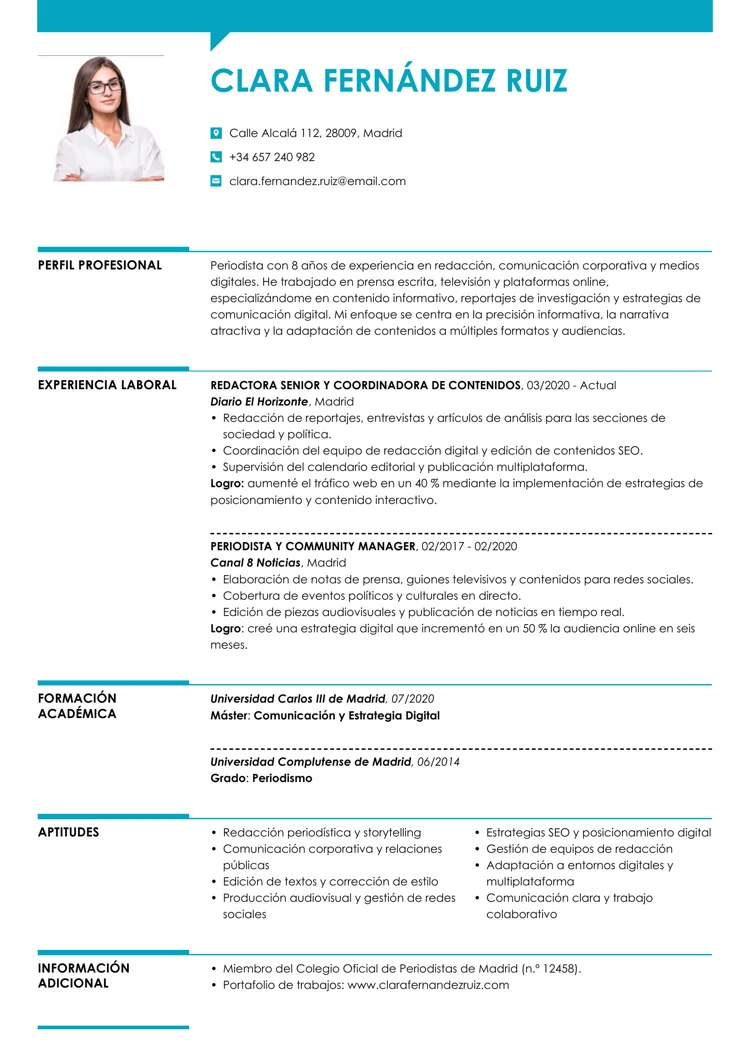 diseño de currículum en plantilla Inteligente 2