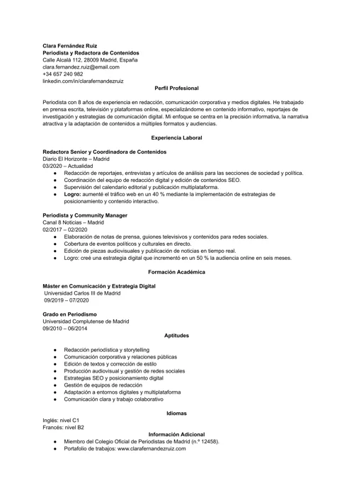 ejemplo de diseño de currículum profesional