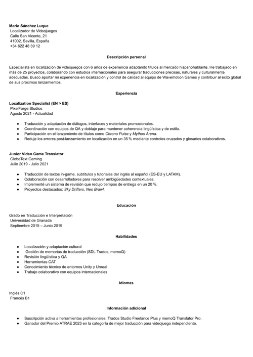 Crear CV sin errores