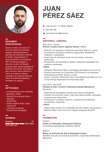 Plantilla de currículum creativo 1