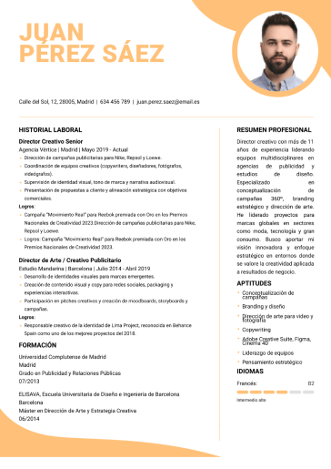 Plantilla de currículum creativo 2