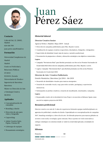 Plantilla de currículum creativo 3