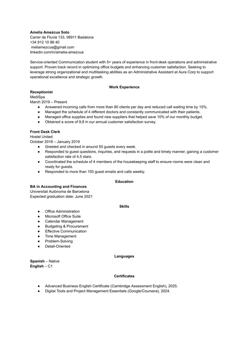 Ejemplo de currículum europeo en inglés