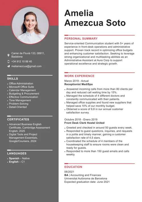 Ejemplo de currículum europeo en inglés