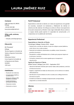 Currículum para especialista en atención al cliente