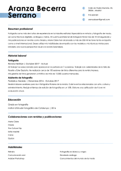 Currículum para fotógrafa