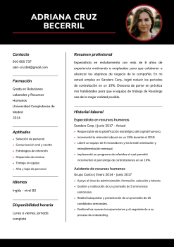 Currículum para especialista en Recursos Humanos