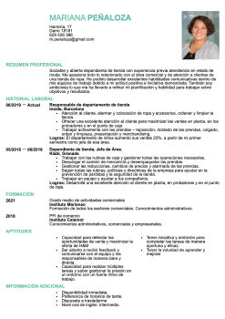 Currículum para dependienta de tienda