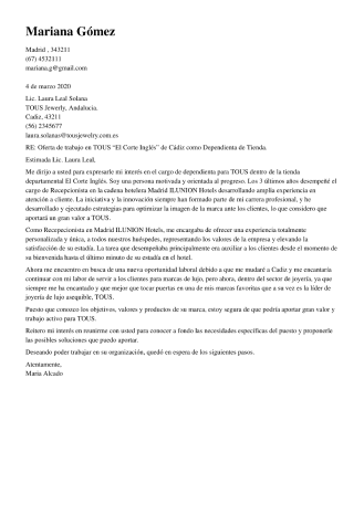 Plantilla de carta de presentación tradicional para curriculum vitae