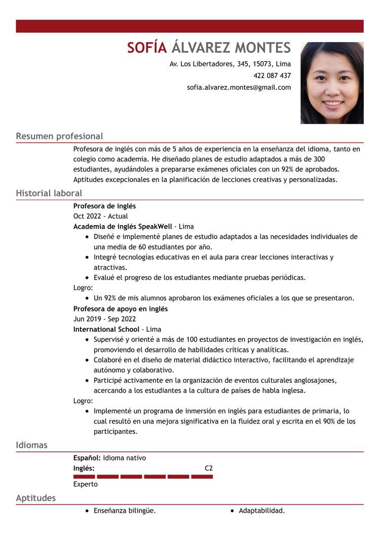 CV para Perú_ Modelo “Énfasis 2