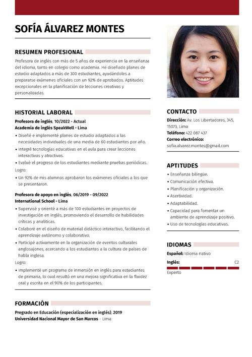 Ejemplo de CV para Perú