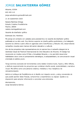 Carta de presentación original