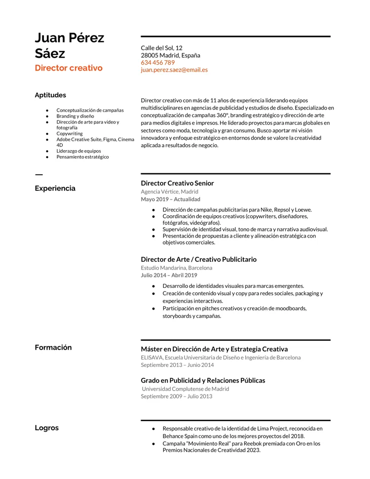  Plantilla de CV en Google Docs Gratis Suizo