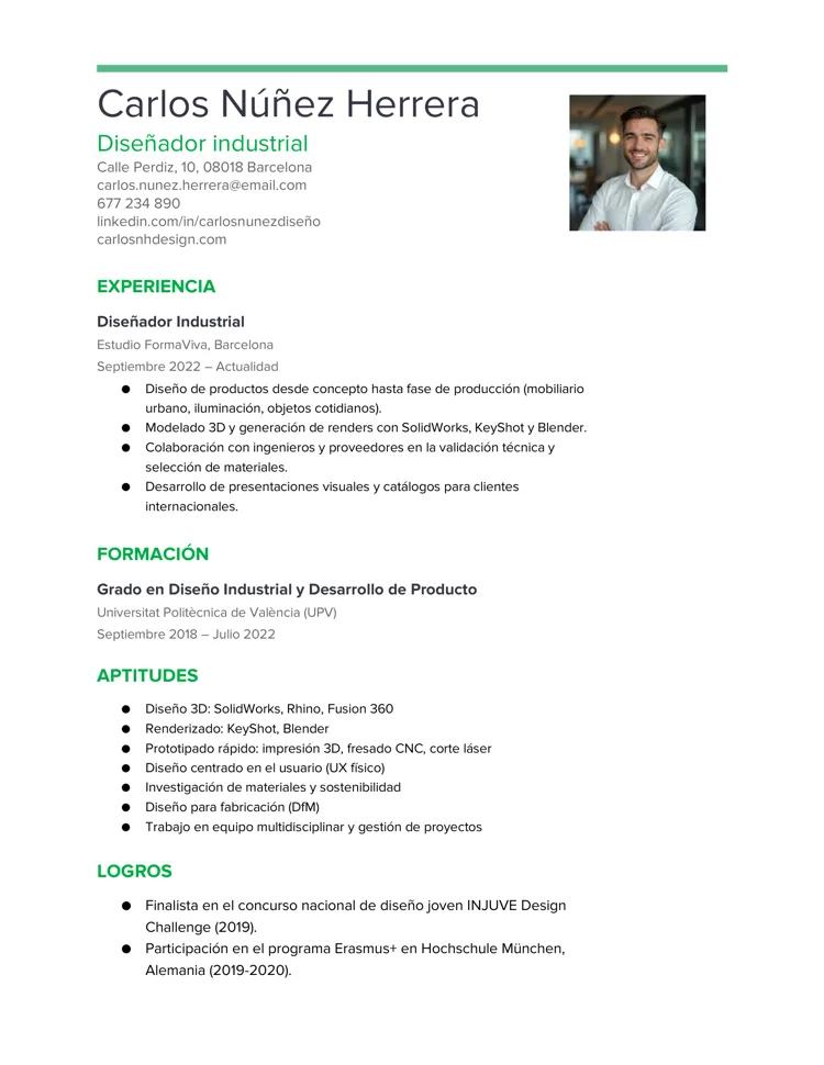 Plantilla de currículum en Google Docs Gratis Menta
