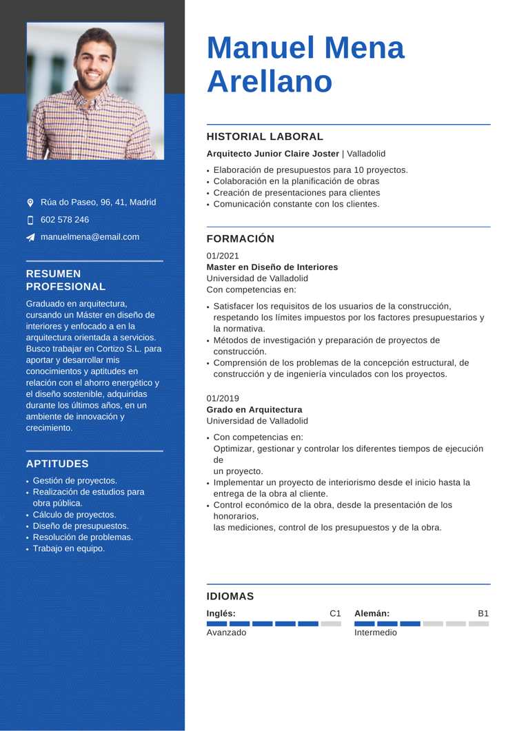 Plantilla de curriculum vitae para estudiante 5