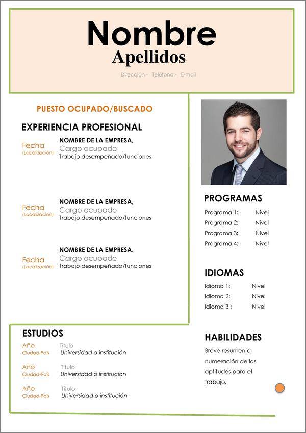 Plantillas De Modelos De Curriculum Vitae Para Descargar En Word Curriculum Vitae En Blanco