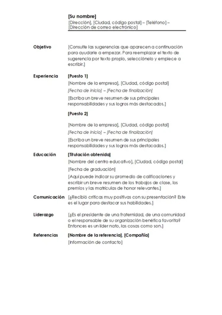 Plantilla de CV sencillo y ordenado