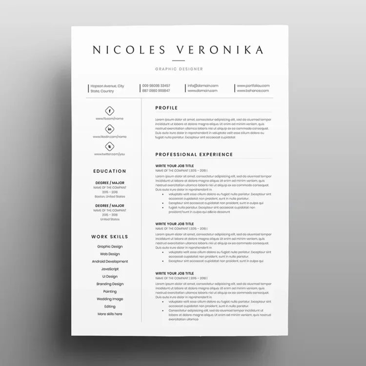 Plantilla de CV gratis elegante en tonos neutros