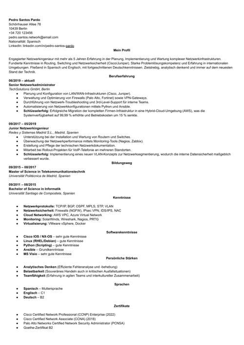 ejemplo de currículum para trabajar en Alemania