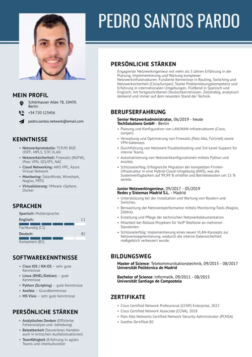 ejemplo de currículum para trabajar en Alemania